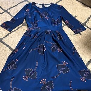 Simple Flavor Women's Floral Vintage Dress Elegant Midi Evening Dress 3/4 Sleeve